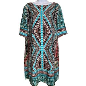 Donna Morgan Women Multicolor Maternity Shift Dress Sz L Excellent Designer Boho